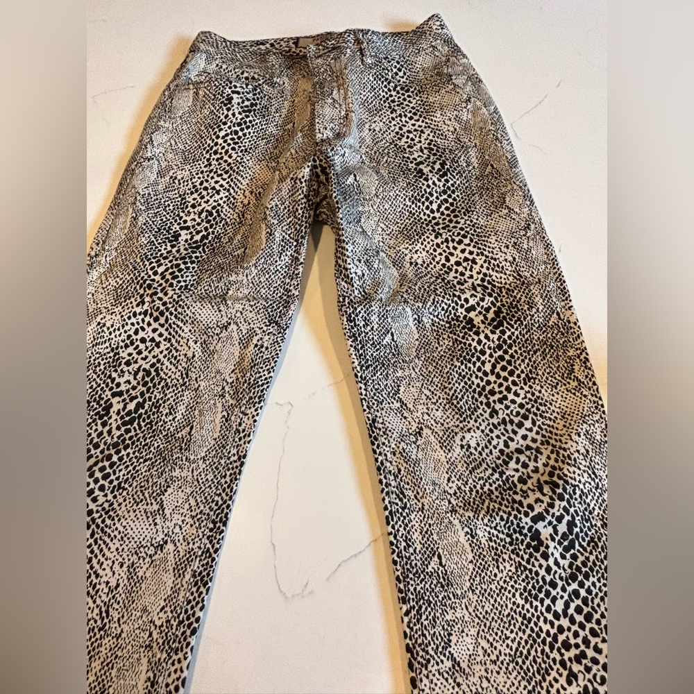 Paris Blues Animal Print Pants in Black and White snake print. New-Ankle or crop